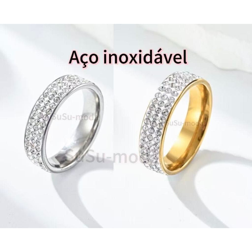 Anel de strass para mulheres anel de dedo geométrico cristal moda jóias casamentos presente de festa Aço inoxidável