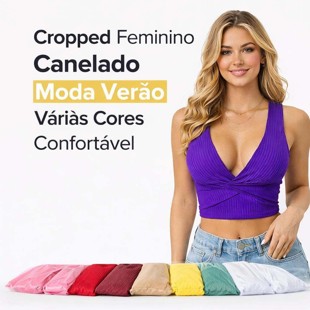 Cropped Top Com Bojo Moda Feminina Varia Cores