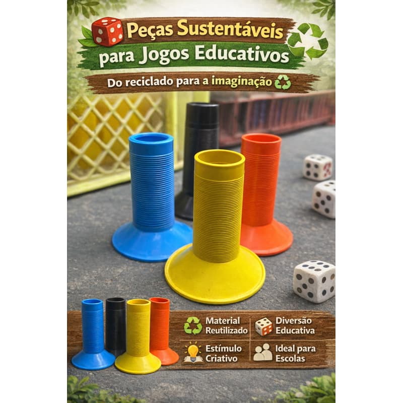 Peças para Jogo Educativo Sustentável | Kit com Cilindros de Plástico Reciclado | Brinquedo Pedagógico Infantil