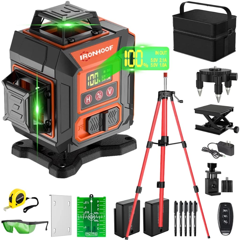 Nivel a Laser Com Tripé 16 Linhas Verde 2 Baterias 30m Autonivelante
