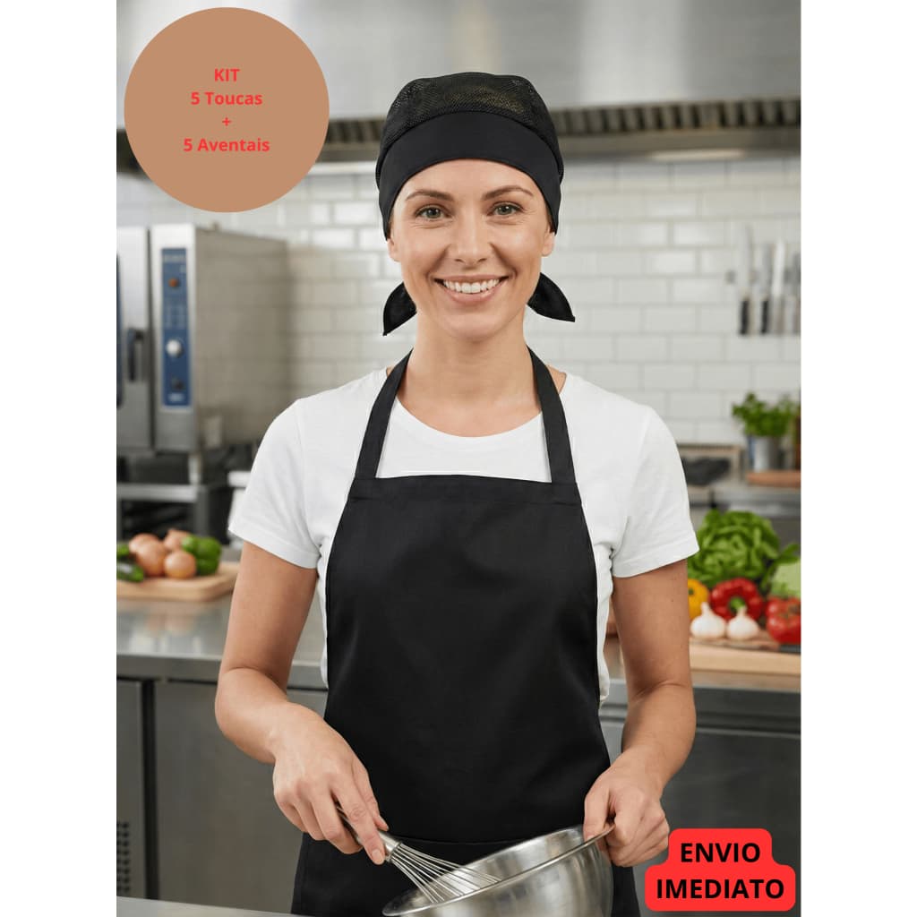 Kit Touca Telinha para Cozinha e Avental do Chef Oxford