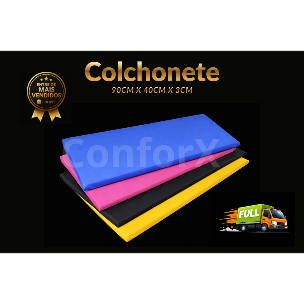 Colchonete 90cm x 40cm x 3cm Espuma D23/D28 Academia, Creche, Exercicios Abdominais, Ginastica, Yoga