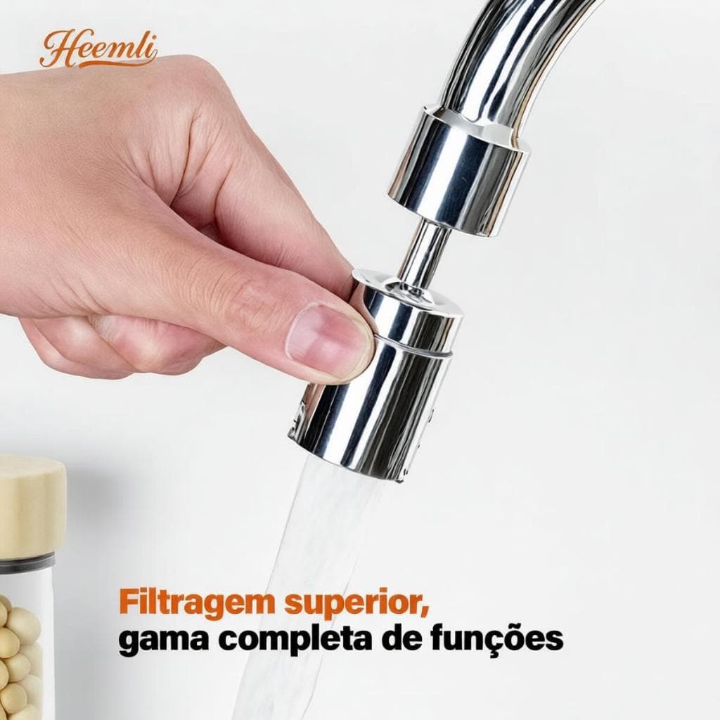 Heemli Arejador de Torneira 4 Modos de Água | Arejada · Chuveiro · Lâmina · Spray