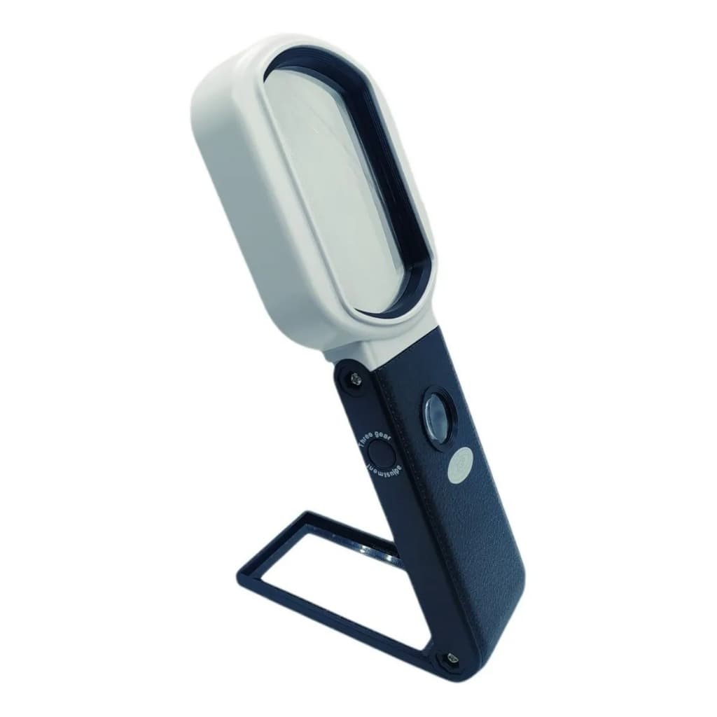 Lupa de Mão Jiaxi TH-7018 10x 25x Dobrável com Luz LED UV