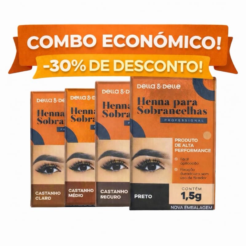 Kit 3 Henna Della e Delle 1,5g Para Sobrancelhas Profissional