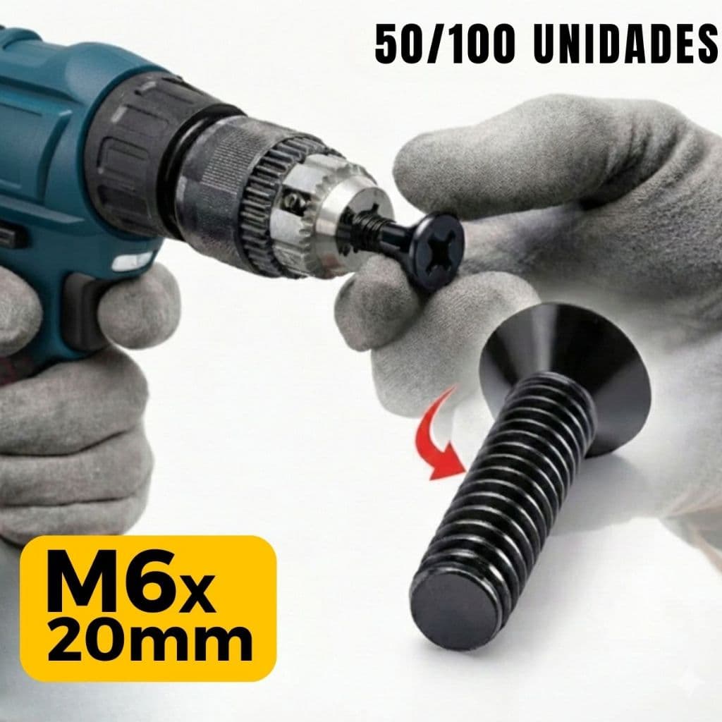 Parafuso Mandril M6 Fixação P/ Adaptadores de Impacto SDS PLUS  Rosca Esquerda 50 OU 100