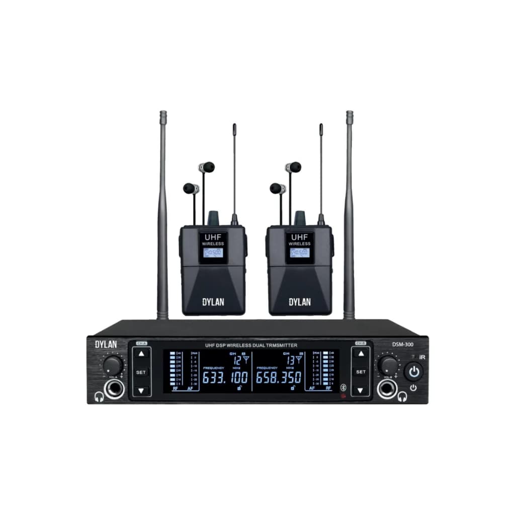 Monitor Sem Fio Dylan Dsm-300 Duplo Receptor Uhf 100 Preto