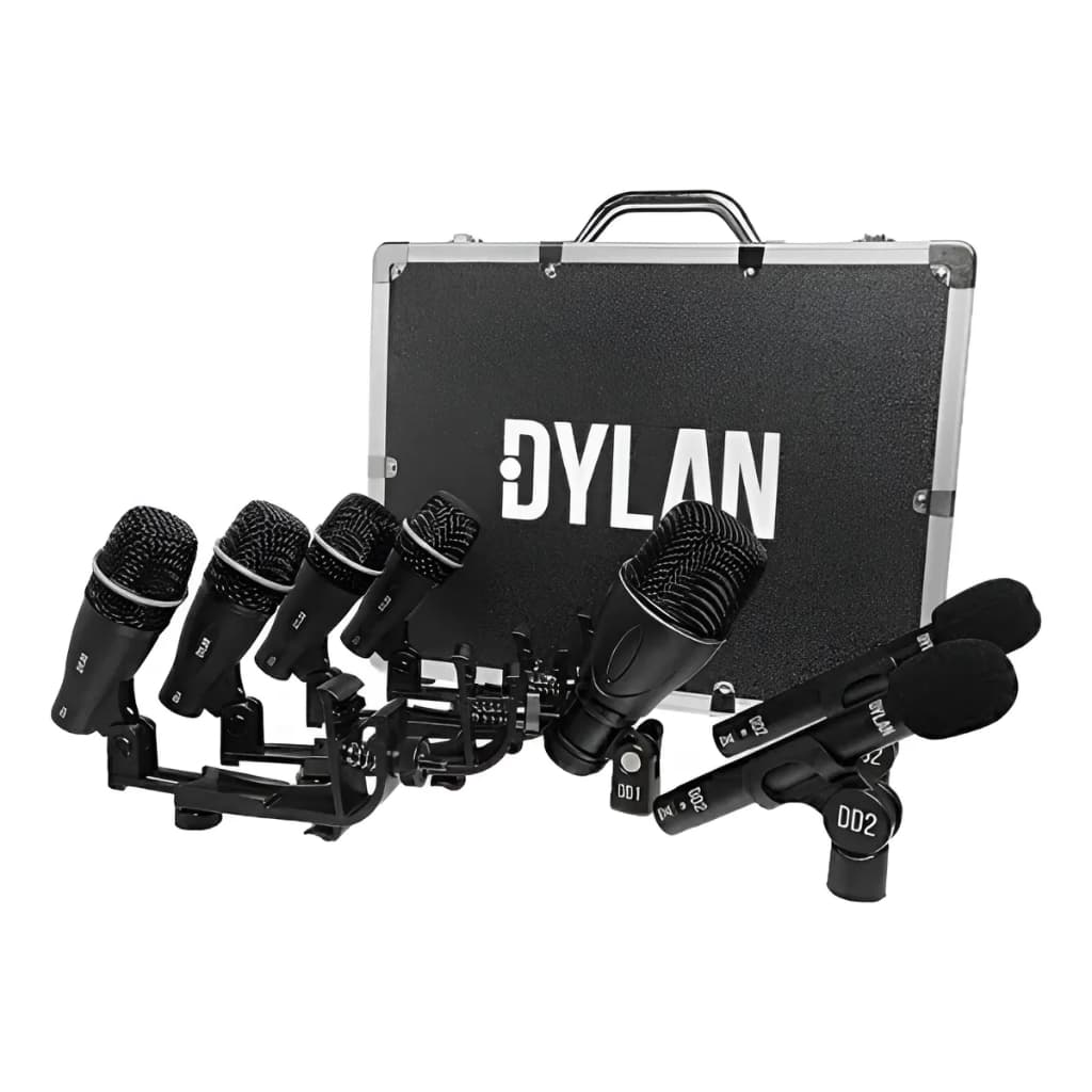 Microfone Bateria Kit Dylan Dd-7 Com Case Preto