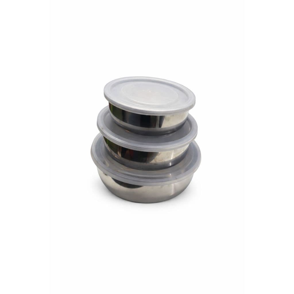 Conjunto com 3 Potes em Inox com Tampa