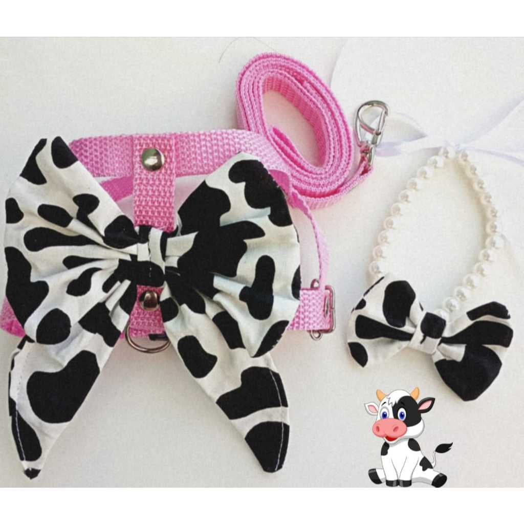 Peitoral Pet com Laço Luxo Estampado | Cachorro- Gato- coelho
