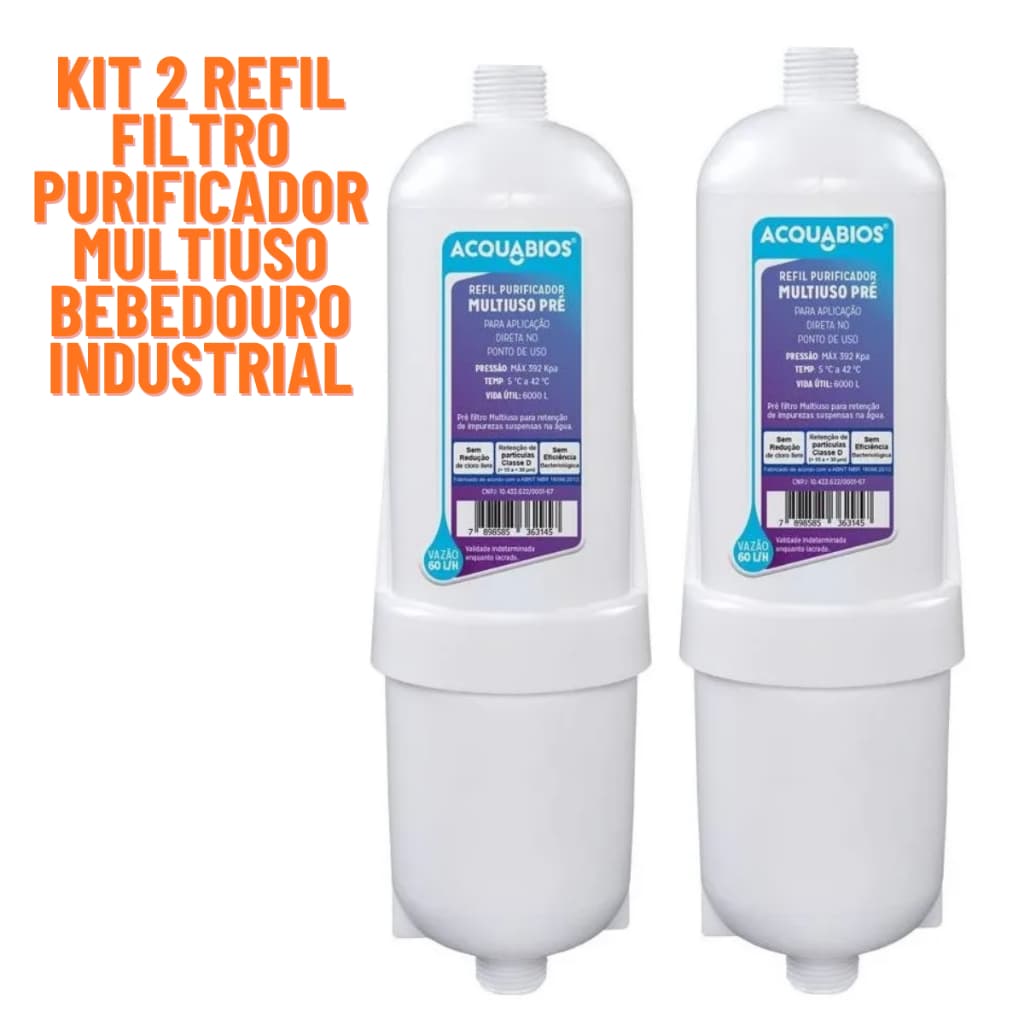 Kit 2 Refis Para Filtro Purificador De Água Multiuso
