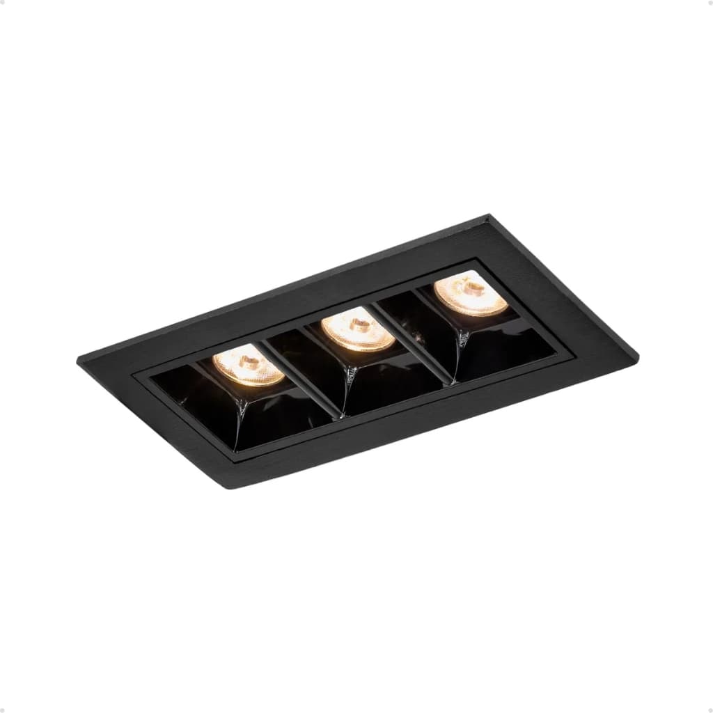 Spot Led De Embutir Focco 6w 2700k 24graus Quadrado Recuado Branco Quente Cor Preto