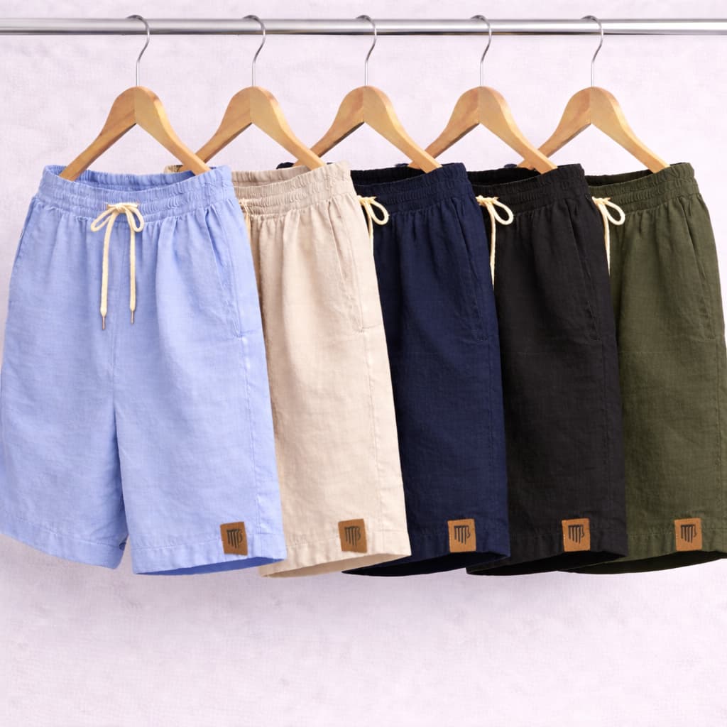 Kit com 5 Shorts Masculinos Linho Fresco com Ótimo Caimento e Ajuste na Cintura