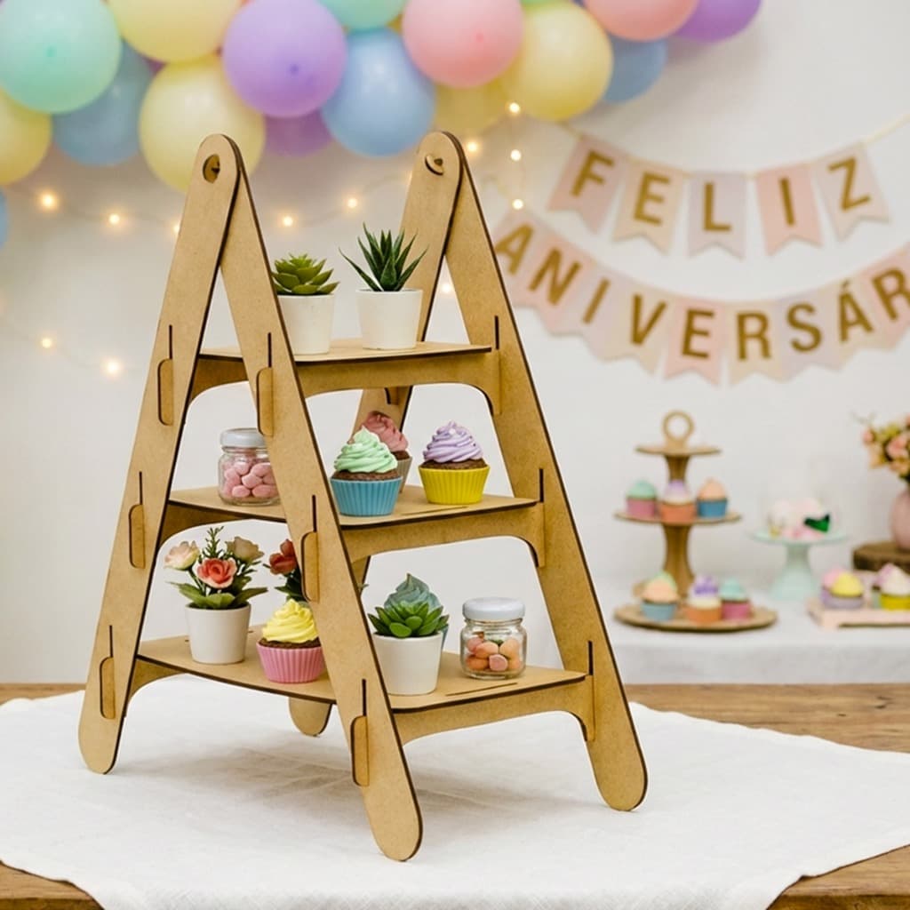 Escadinha para Lembrancinhas Doces Decoração de Festa Mdf