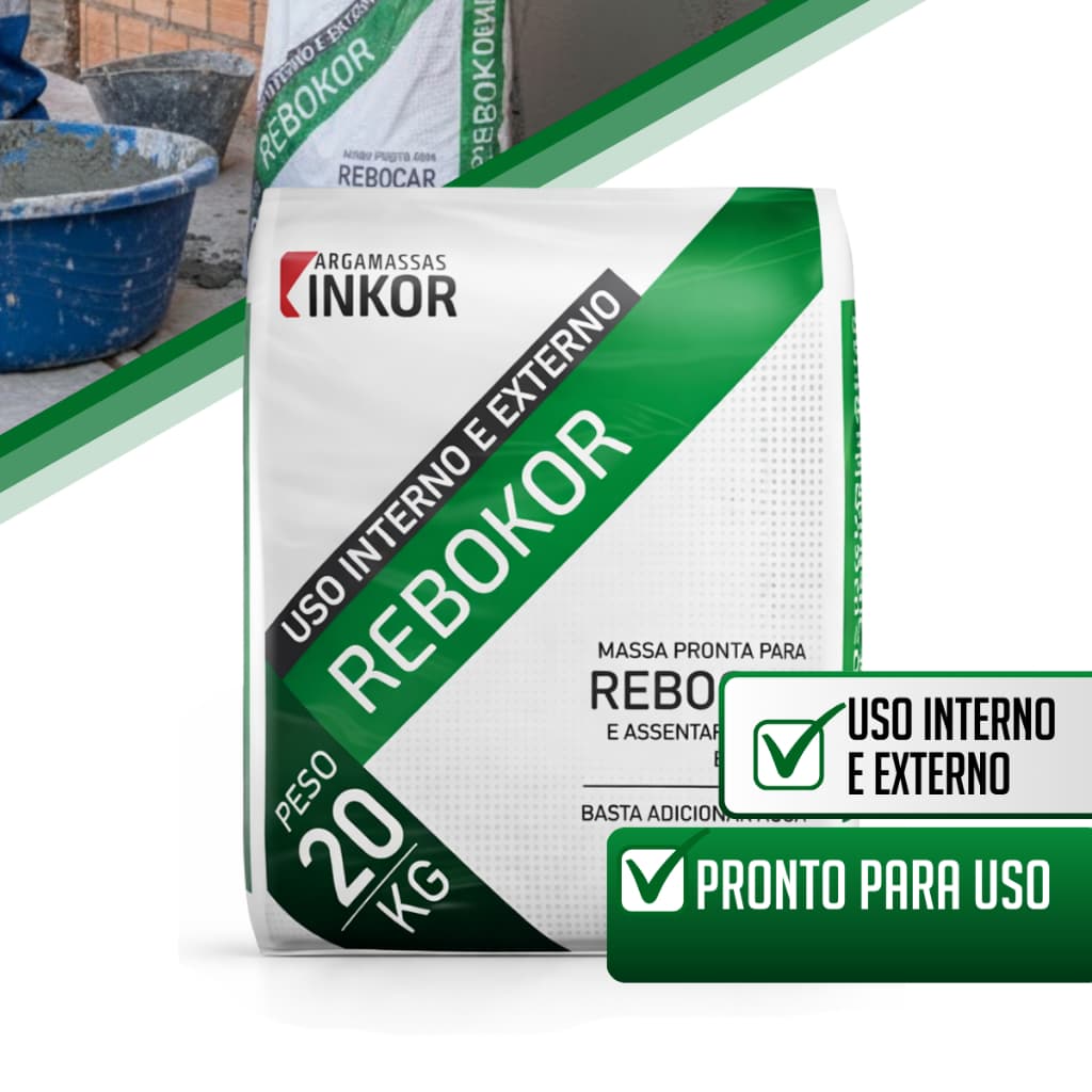 Massa para reboco pronta, assentamento de tijolos, blocos Rebokor 20kg