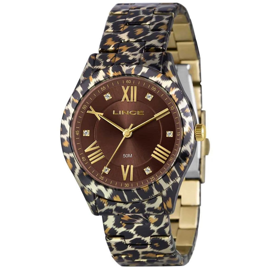RELÓGIO LINCE FEMININO ANIMAL PRINT DOURADO LRB4772L 40 N3QX