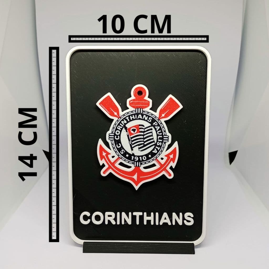 Placa Decorativa Corinthians 3D com Suporte – Presente para Torcedor