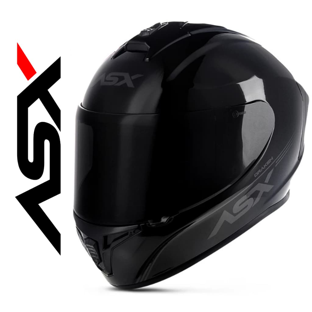 Capacete Moto ASX Fechado Draken Solid Preto Brilho