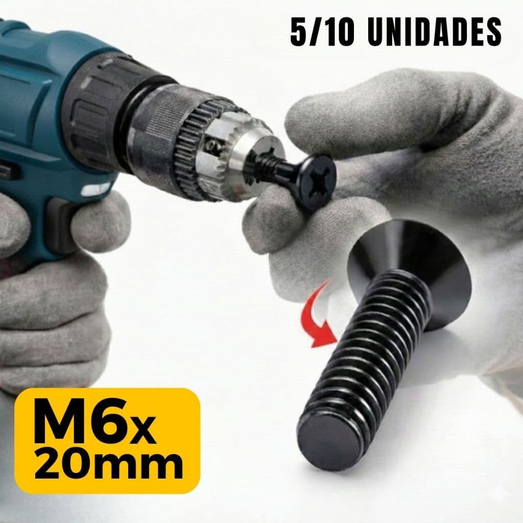Parafuso De Mandril Fixação P/ Adaptador de Impacto  SDS Plus Rosca Esquerda M6 5 OU 10