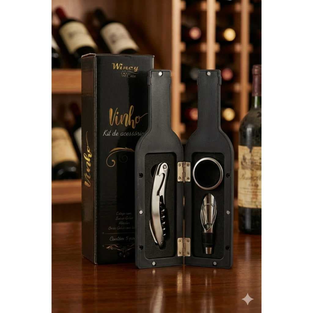 Kit Acessórios P/ Vinho em Garrafa Peças Saca Rolhas Abridor