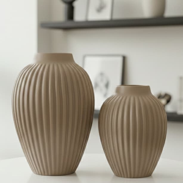 Kit Enfeite Ceramica 2 Peças Vaso Decoração Sala centro mesa Aparador Elegante Moderno Modelo Cupula