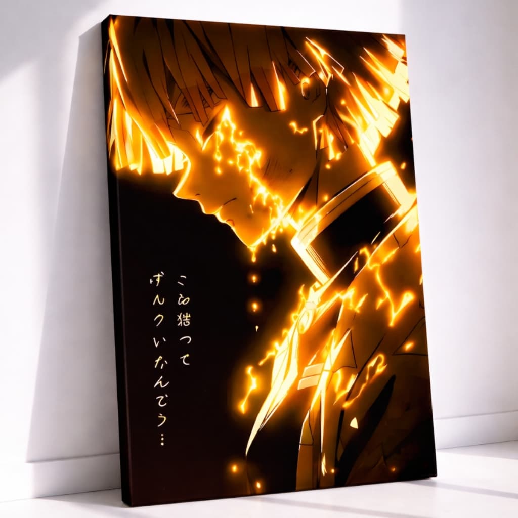 Quadro Decorativo Demon Slayer Relâmpago Dourado Zenitsu Agatsuma Quarto Sala Luxo