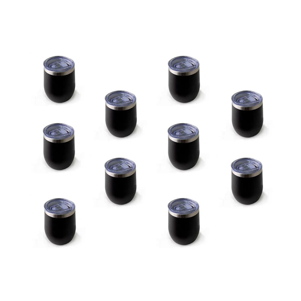 Kit 10 Copos Cuia Térmico De Cerveja Café Aço Inox 360ml Com Tampa Preto