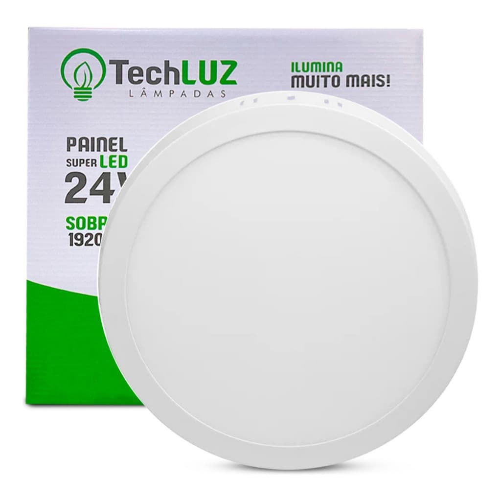 Painel Led 24w Redondo Sobrepor Bivolt Luz Branca fria Techluz