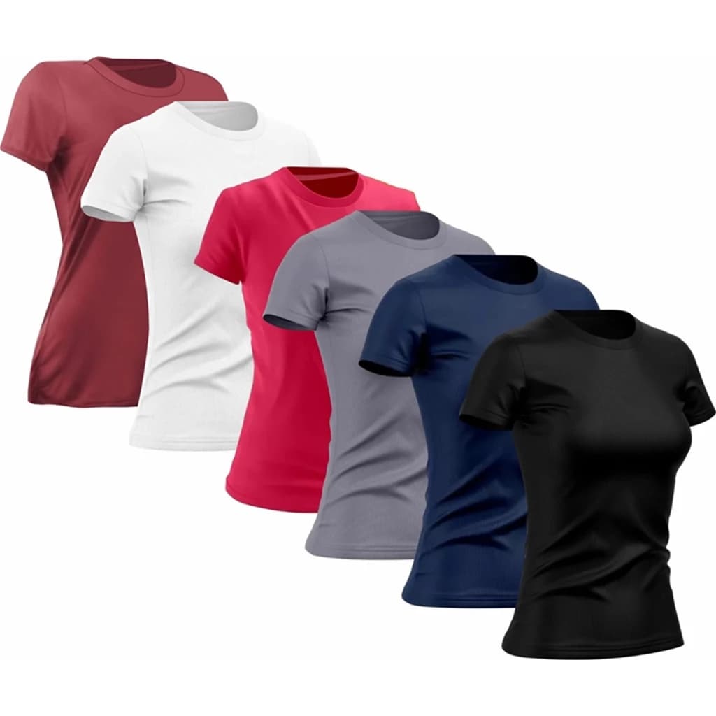 Kit 6 Camisetas Femininas Dry Fit Básicas Lisas Proteção UV 50+