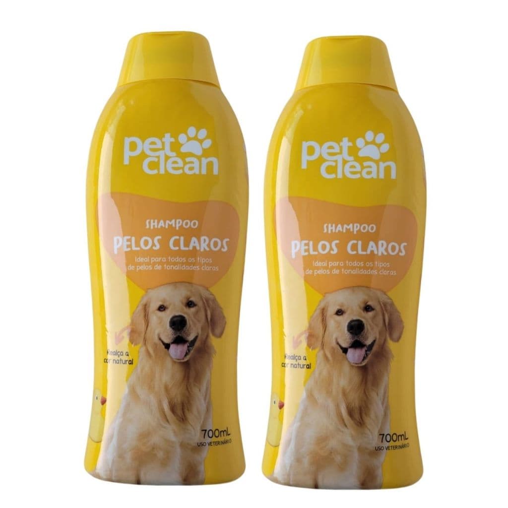 Kit 2 Shampoo Pet Clean PetClean Pelos Claros Cachorro Gato