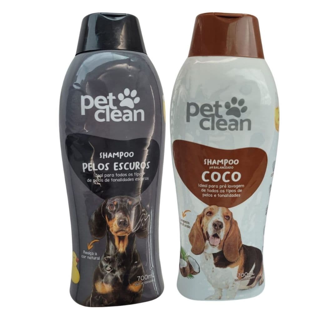 Kit Shampoo Coco + Shampoo Pelo Escuro Pet Clean Cachorro