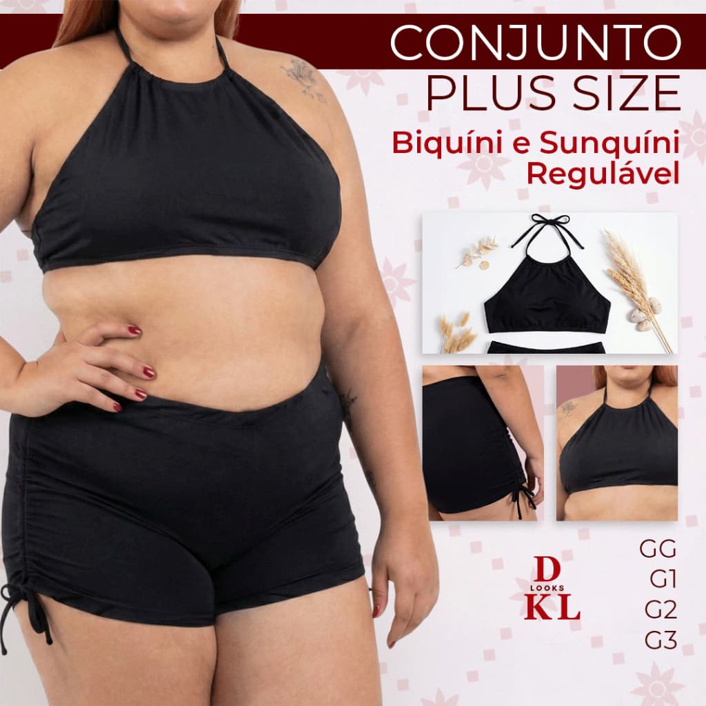Conjunto Plus Size Praia Feminino | Top Cropped com Short | Moda Verão