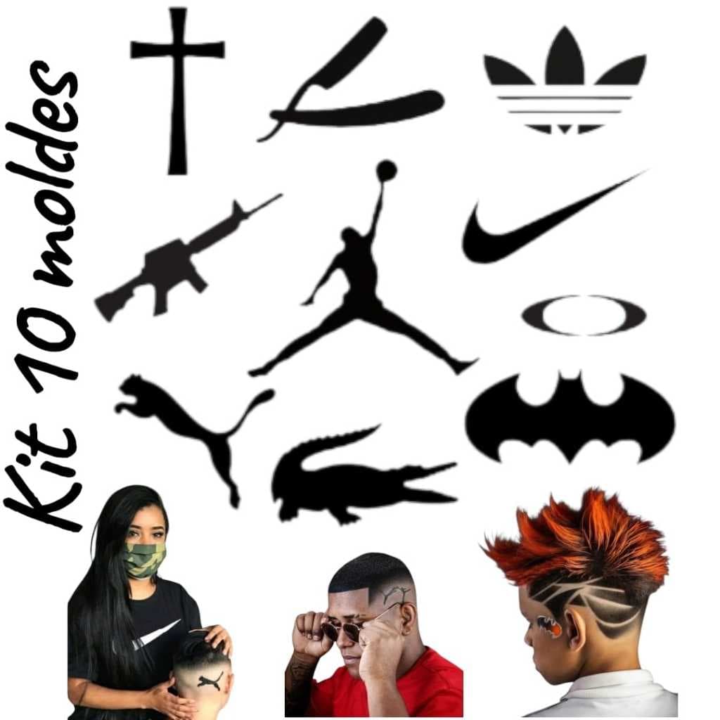 kit Stencil Molde Capilar Barbearia Molde Cabelo freystale desenho