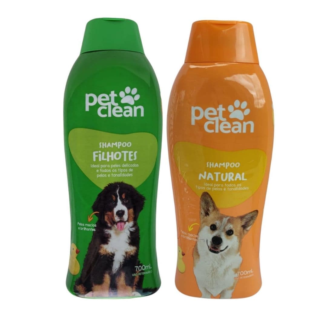 Kit Shampoo Filhote + Shampoo Natural Pet Clean Cachorro