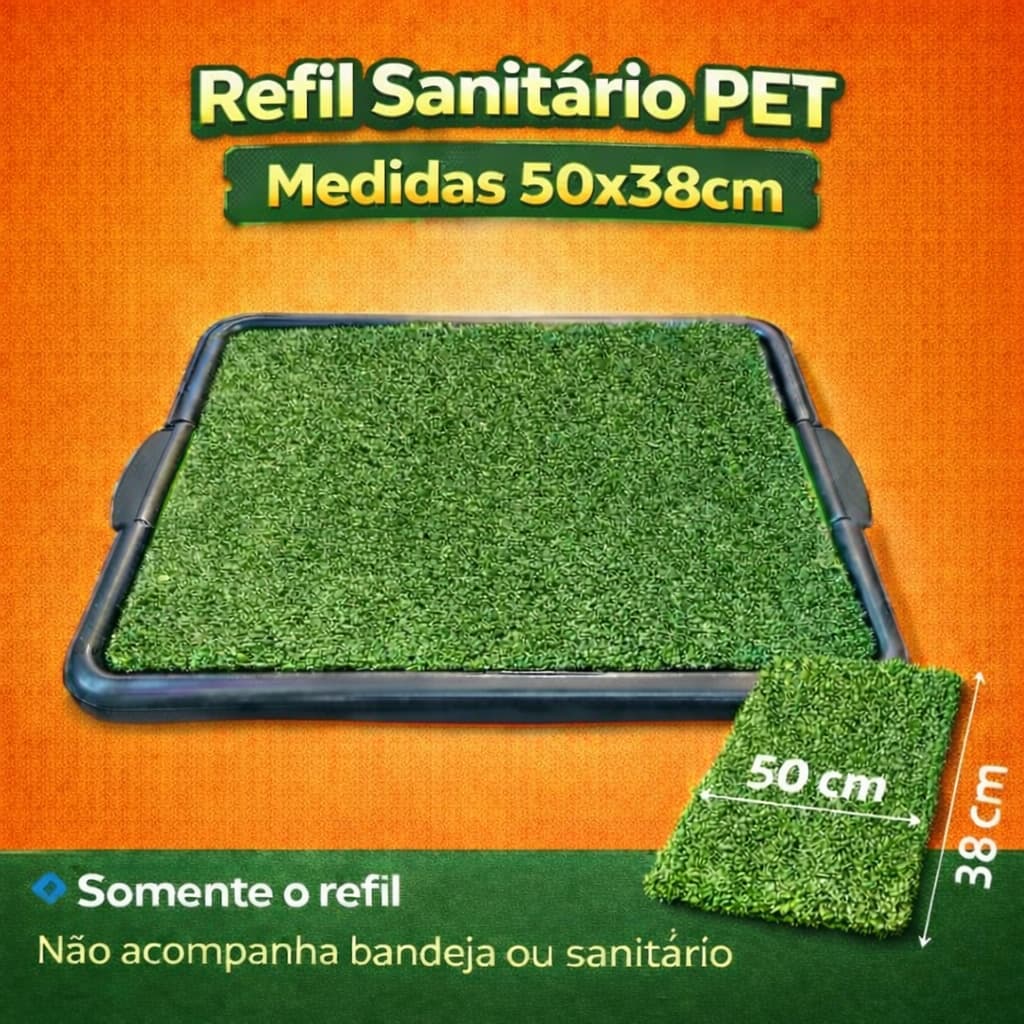 REFIL DE GRAMA SINTÉTICA PARA SANITÁRIO CANINO 50x38cm