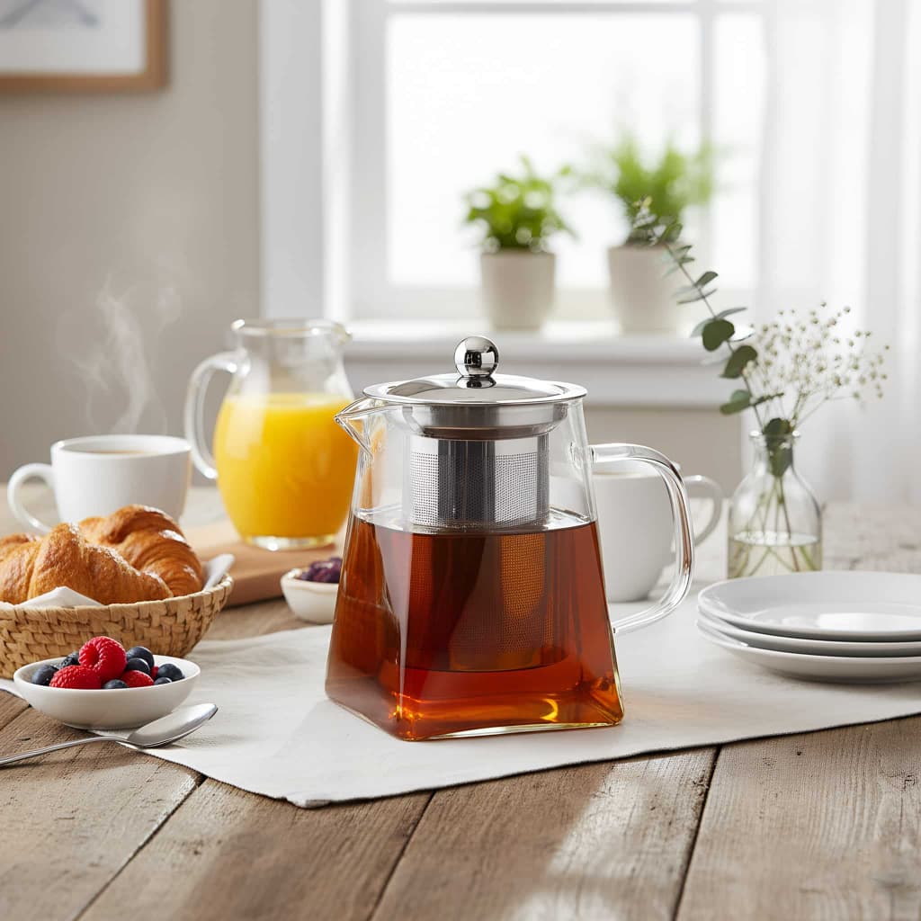Chaleira de Vidro Borossilicato com Infusor em Aço Inox | Vai direto ao Fogo