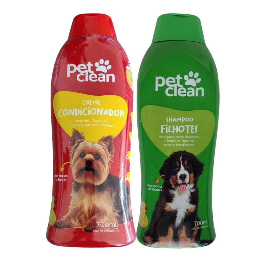Kit Condicionador + Shampoo Filhote Pet Clean Cachorro Gato