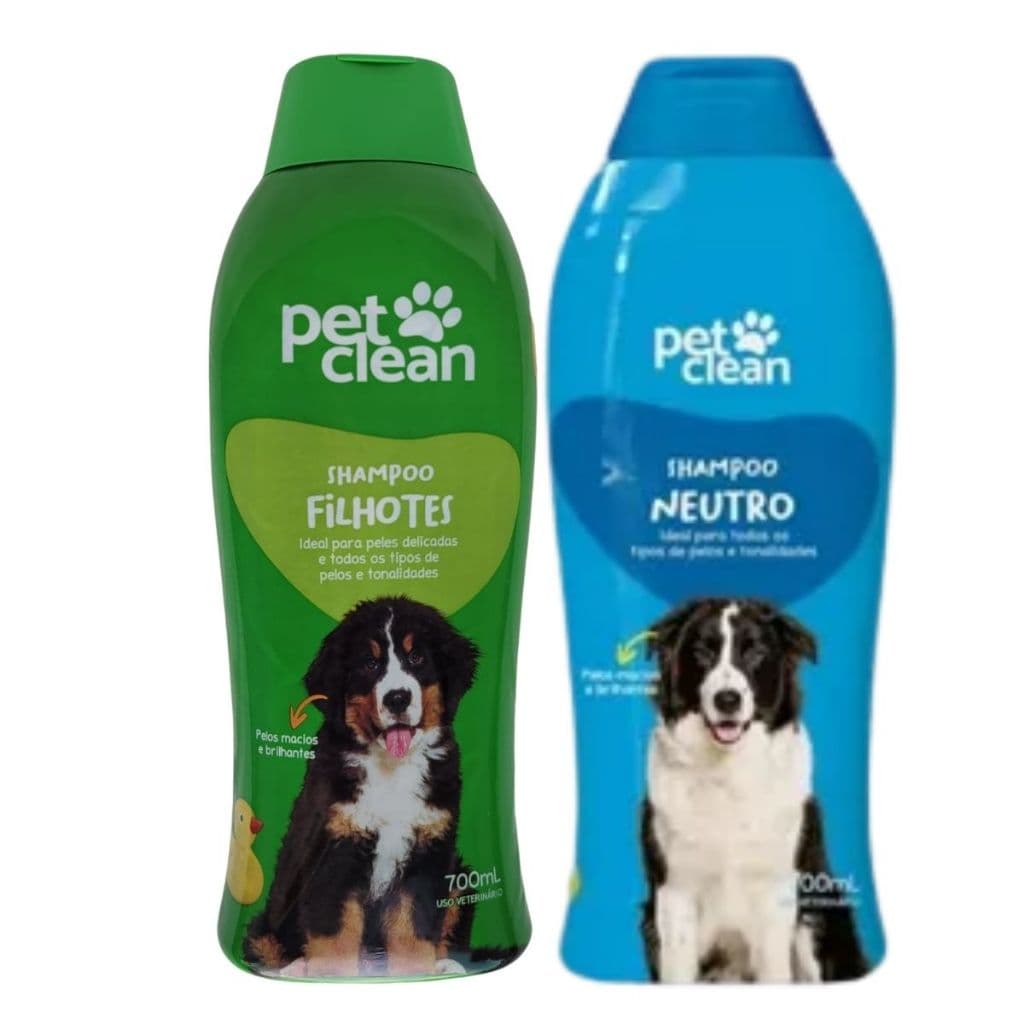 Kit Shampoo Filhote + Shampoo Neutro Pet Clean Cachorro Gato