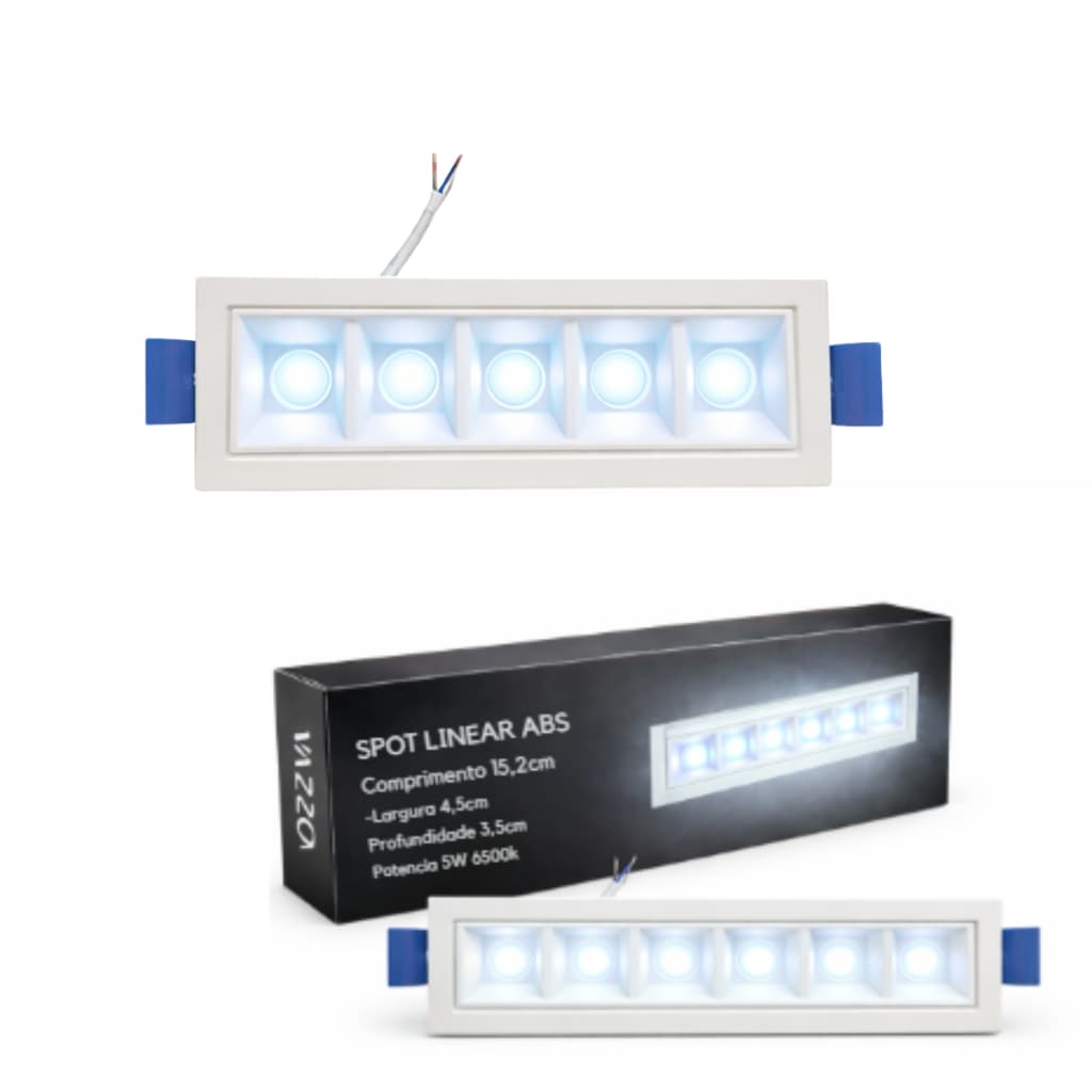 Luminária SPOT LED Embutir 15,2CM ABS 5W 6500k Pico Recuado Bivolt Vazzo