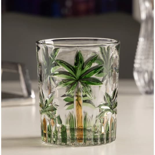 COPO BAIXO DE CRISTAL ECOLÓGICO PALM TREE HANDPAINT 340ML - WOLFF