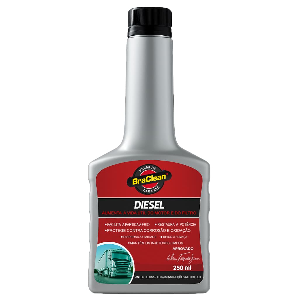 Melhor Aditivo Diesel 250ml Limpa Bicos e Sistema de Injeção Reduz Fumaça e Corrosão BraClean