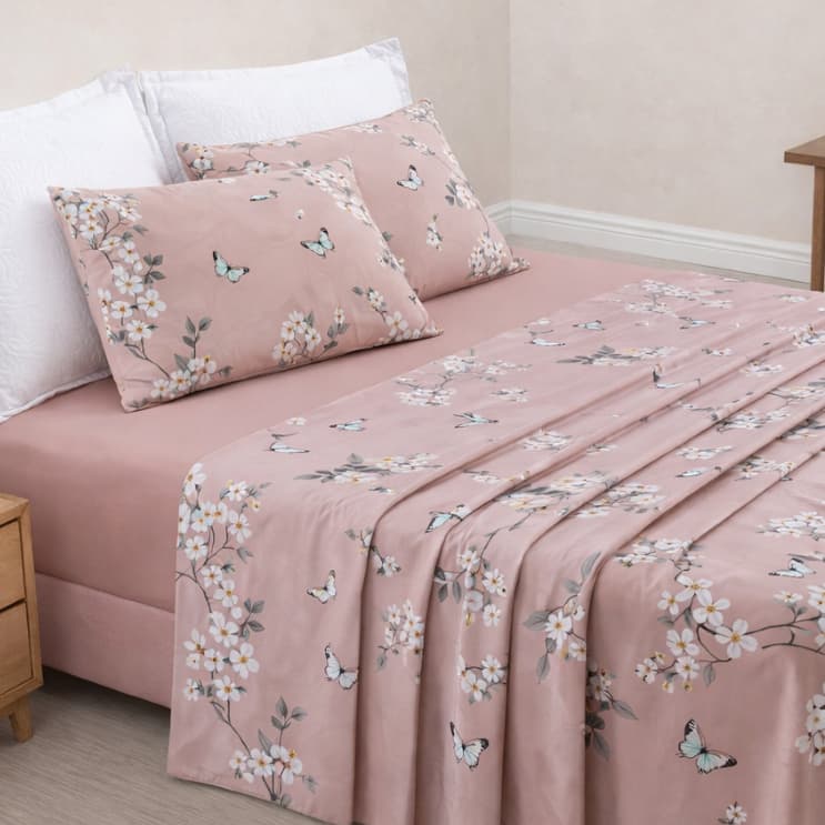 Lençol Cama Box Queen 4 Pçs Completo Estampado ou Liso 400 Fios TOQUE ALGODAO