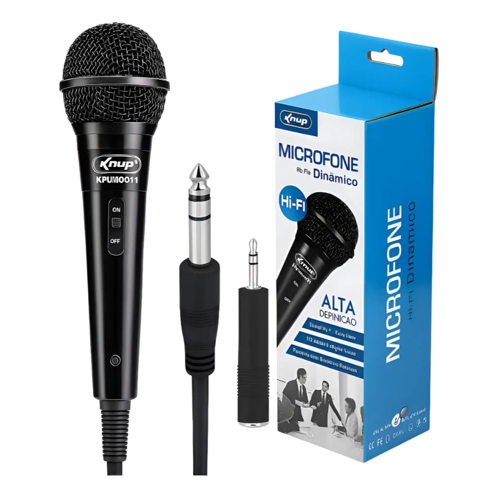 Microfone Profissional Cabo 3 Metros Karaokê Palestra P2 P10 KNUP KP-M0011