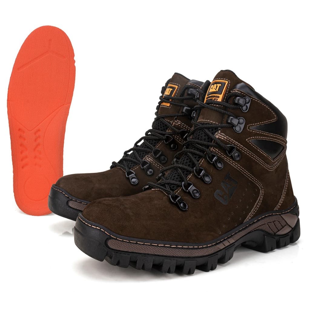 Bota Masculina Caterpillar Arizona Cano Alto em Couro Legítimo Palmilha em Gel Conforto e Resistência para Trabalho