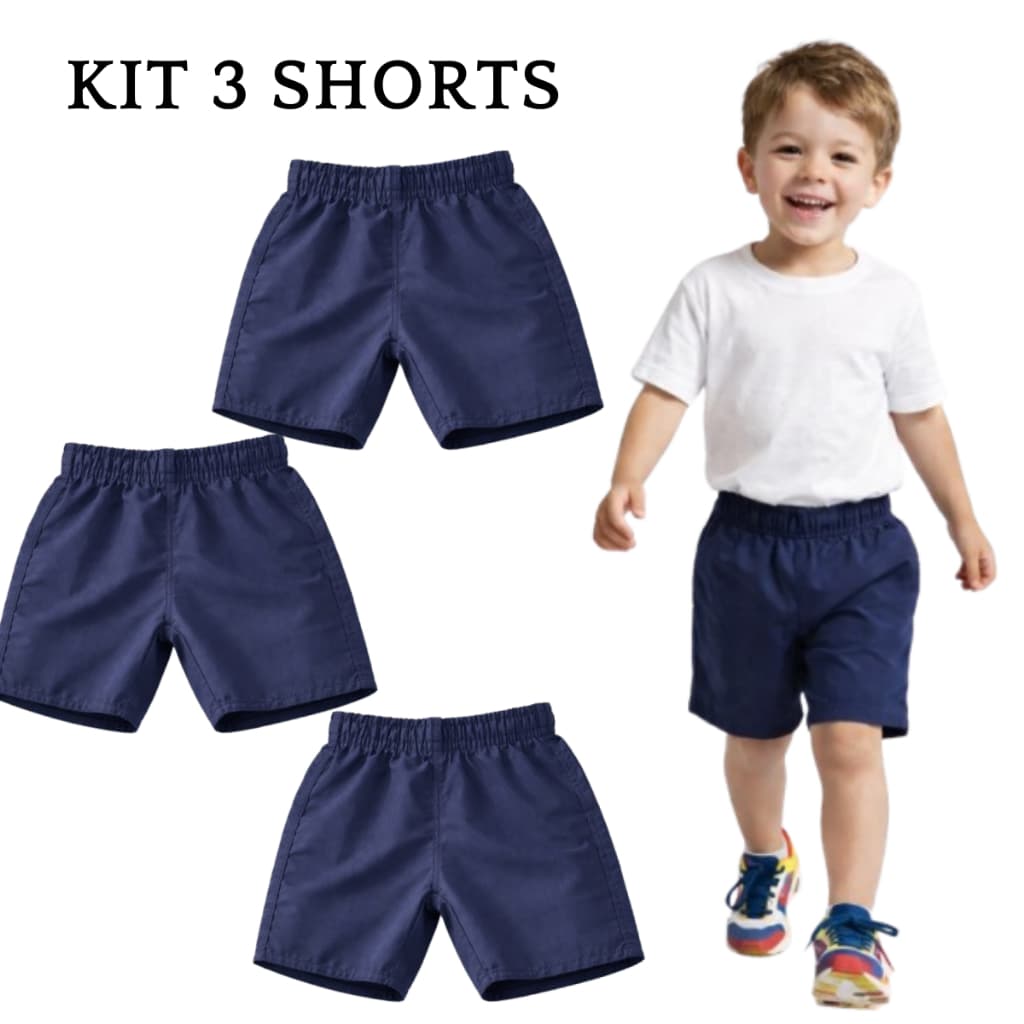 Bermuda Infantil Escolar Tactel Masculina – Tamanhos 2 ao 16 – Conforto + Durabilidade