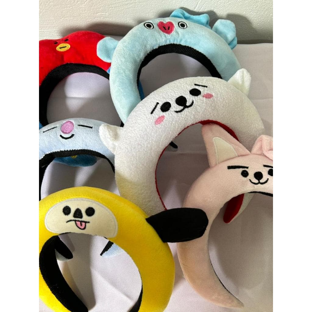 Tiara de Pelúcia BT21 BTS - Headband Personagens K-Pop para Skincare, Maquiagem e Cosplay