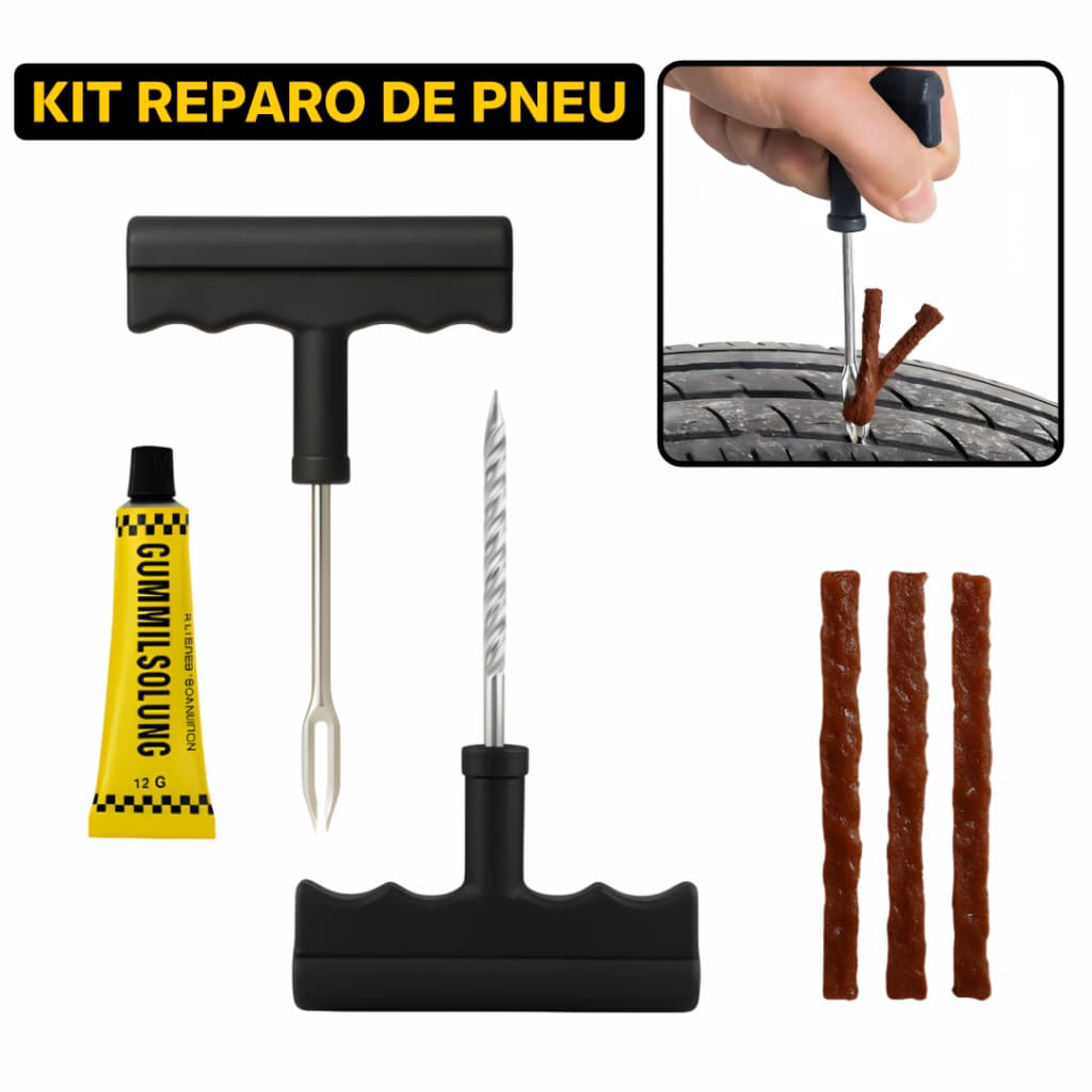 Reparo Pneu Sem Camara Carro Moto + 10 Ou 20 Refil Selante Remendo Macarrão Bicicleta Alta Qualidade