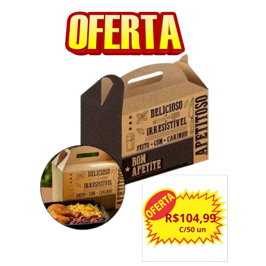 Embalagem Para Alimentos Lanche Frases Caixa Kraft Delivery - 50 Un FestColor