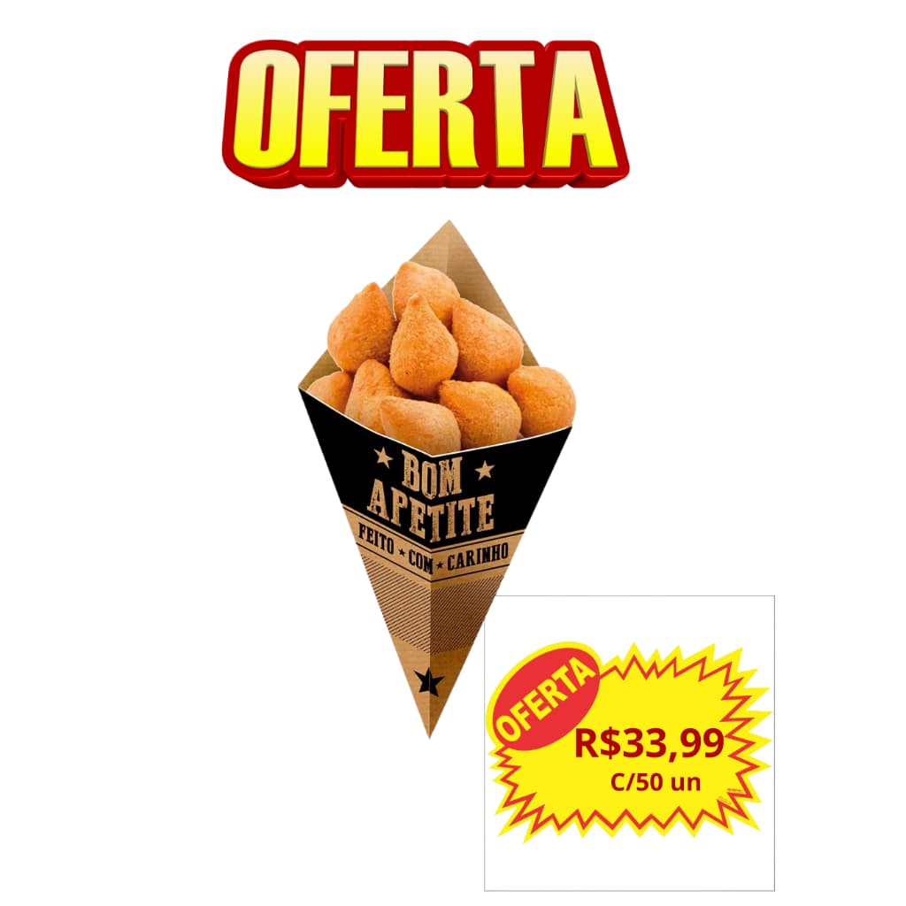 Cone Bicudo M Kraft Para Salgado Com 50 unidades FestColor