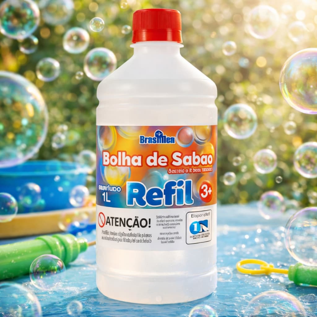 Refil Liquido Bolha De Sabão Bubble 1 Litro - Não Tóxico